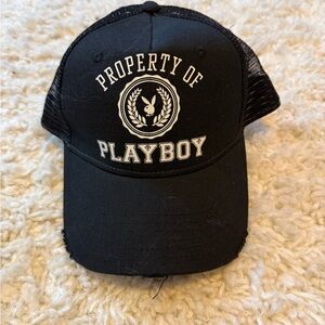 PLAYBOY Black and White Logo Trucker Hat